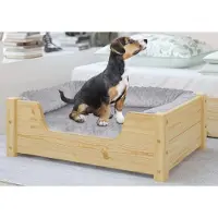 Erst-Holz Gemütliches Tierbett für Katzen und Hunde 60x40 Kiefer natur V-30.32-K-60x40Rollrost inkl.