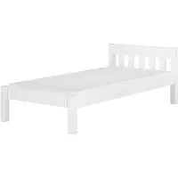 Erst-Holz Bettrahmen Einzelbett 80x200 Futonbett Kieferbett Massivholz weiß Zubehör wählbar V-60.38-08WRollrost und Matratze inkl.