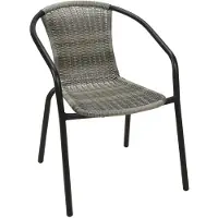 Mojawo Stabiler Polyrattan Bistrostuhl Stapelstuhl Grau meliert / schwarz