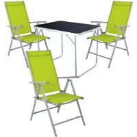 Mojawo 4-tlg Camping Set Gartenmöbel Campingtisch + 3 Klappstuhl