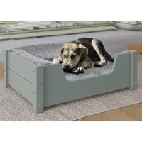 Erst-Holz Gemütliches Tierbett für Katzen und Hunde 60x40 Kiefer grau V-30.32-G-60x40Rollrost und Matratze inkl.
