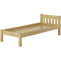 Erst-Holz Einzelbett Massivholz Kiefer natur 90x200 Futon Bettrahmen Singlebett Zubehör wählbar V-60.38-09Federleisten