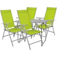 Mojawo 5-teiliges Campingmöbel Set Aluminium Textilen Lime