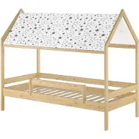 Erst-Holz Holzbett mit Himmel u.Fallschutz Hausbett Kinderhaus 90x200 Bett Kiefer mass. weiteres Zubehör wählbar V-60.58-09 Federleisten