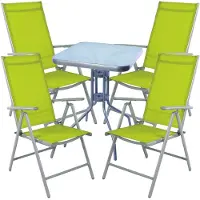 Mojawo Bistro Sitzgarnitur Bistrogarnitur 5-teilig Silbergrau/Lime