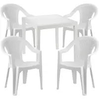 Mojawo Sitzgarnitur Bistrogarnitur 5-teilig Weiß