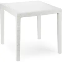 Mojawo Gartentisch Kunststoff Weiß 79x79x72cm Rattan-Optik