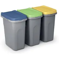 Casaria 3x Mülleimer mit Deckel 25L