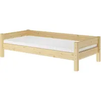 Erst-Holz Einzelbett, Holzbett Kiefer massiv klar lackiert 90x200 wählbares Zubehör V-60.20-09Rollrost und Matratze inkl.