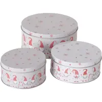 MamboCat 3tlg Set Gebäckdose Lucky rund Ø14-20cm aus Metall Plätzchenbox Weihnachtskekse
