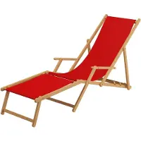 Erst-Holz Gartenliege Liegestuhl Fußteil Tisch Kissen Deckchair Holz Sonnenliege rot 10-308 N F T KH