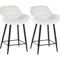 CLP 2er Set Barhocker Gibson Samt, Sitzhöhe 76 cm | Farbe cremeweiß