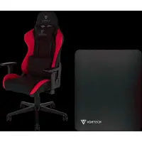 Vortech Essential Gaming-Stuhl Rot + Bodenschutzmatte Schwarz