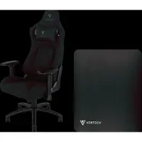 Vortech Pro Gaming-Stuhl Schwarz + Bodenschutzmatte
