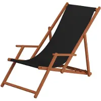 Erst-Holz Deckchair schwarz Gartenliege Sonnenliege Strandstuhl Tisch Kissen Buche Gartenstuhl 10-305TKH