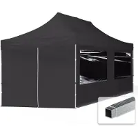 TOOLPORT 3x6m Aluminium Faltpavillon, inkl. 4 Seitenteile, schwarz