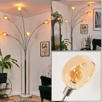 Hofstein Suio Stehlampe aus Metall in Weiß/Chrom-/Bernsteinfarben mit Marmorfuß
