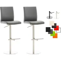CLP 2er Set Barhocker Cadiz Kunstlederbezug drehbar und höhenverstellbar bis 240 kg grau Gestell Farbe edelstahl