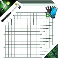 Kesser Teichzaun Gartenzaun Steckzaun Komplettset Metall Zaunelemente Inkl. Hammer + Befestigungsstäben, Zaun zum stecken für Garten, Oberbogen Rund Gitterzaun Set Freigehege für Hunde