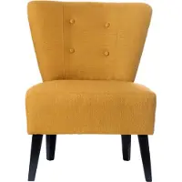 Meet by Paperflow Lounge Sessel BRIGHTON Stoffbezug, Vintage-Steppung, Massivholzbeine Buche schwarz lackiert, safran