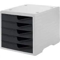 Styro Schubladenbox styroswing, 5 Schübe, Auszugsperre & Griffmulde, stapelbar, B 270 x T 340 x H 255 mm, Polystyrol, grau-anthrazit