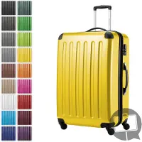 Hauptstadtkoffer Alex - Großer Hartschalen-Koffer für Aufgabegepäck mit Erweiterung Trolley Rollkoffer Check-In Reisekoffer XL 75 cm, 119 L, 4 Rollen, glänzend,Gelb