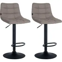 CLP 2er Set Barhocker Jerry Stoff höhenverstellbar und 360 drehbar | Farbe grau Gestell Farbe schwarz
