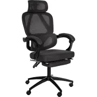 CLP Bürostuhl Gander Ergonomischer Schreibtischstuhl mit Fußstütze schwarz