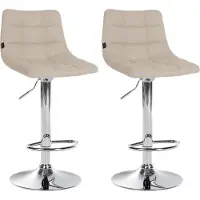 CLP 2er Set Barhocker Jerry Stoff höhenverstellbar und 360 drehbar creme Gestell Farbe chrom