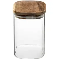 SmartaSaker Vorratsglas 900 ml Akaziendeckel Five - Transparent - Stapelbar | Mit Deckel | Luftdicht
