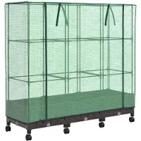 vidaXL Gartenplanter mit Gewächshausabdeckung und Rädern 3 Stk. Braun