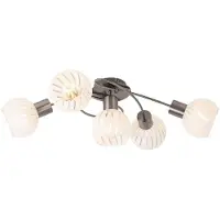 Etc-shop Deckenleuchte, 5 Flammig, Glas gerillt, Metall nickel, 69cm