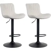 CLP 2er Set Barhocker Linus höhenverstellbar und 360 drehbar creme Material Samt