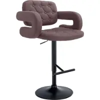 CLP Barhocker Dublin Stoff höhenverstellbar und drehbar | Farbe braun Gestell Farbe schwarz