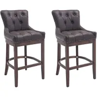CLP 2er Set Barhocker Lakewood Echtleder gepolstert braun Gestell Farbe antik