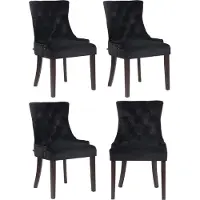 CLP 4er Set Esszimmerstuhl Aberdeen Samt Antikes Design mit Gestell aus Kautschukho schwarz Gestell Farbe antik
