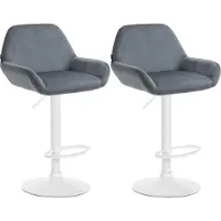 CLP 2er Set Barhocker Braga Samt drehbar und höhenverstellbar dunkelgrau Material Gestell Metall matt weiss