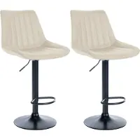 CLP 2er Set Barhocker Toni Kunstleder drehbar und stufenlos höhenverstellbar | Farbe creme Material Gestell Metall matt schwarz