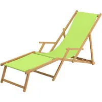 Erst-Holz Liegestuhl pistazie Fußablage Kissen Deckchair klappbar Sonnenliege Holz Gartenliege 10-306NFKD