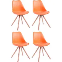 CLP 4er Set Stühle Toulouse Rund mit runden Holzbeinen orange Gestell Farbe natur