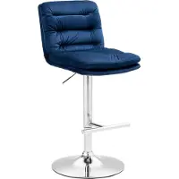 CLP Barhocker Damar Samt höhenverstellbar und drehbar blau Gestell Farbe chrom