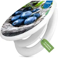 Banjado Familien WC Sitz weiß mit Kindersitz und Absenkautomatik und Motiv Blaubeeren [TDWK 12915]