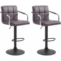 CLP 2er Set Barhocker Lucy V2 höhenverstellbar und drehbar braun Gestell Farbe schwarz