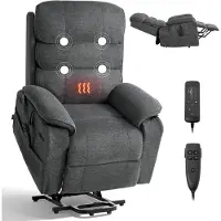 Vevor Fernsehsessel Elektrisch, Relaxsessel mit Aufstehhilfe, Wärme- & Massagefunktion, Seniorensessel Stufenlose Verstellung, Massagesessel mit Chenille-Bezug & Fernbedienung, Dunkelgrau