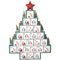 Greengate Weihnachtskalender XMAS TREE Holz 24 Fächer 62x44 cm