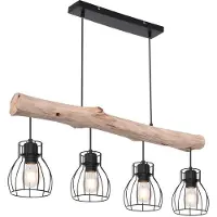 Etc-shop Hängeleuchte, Gitter Design, Holz, H 140 cm, MINA