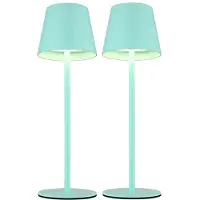 Globo Lighting 2er Set LED Tischlampe, minze, Akku, CCT, Touch, Flaschenaufsatz
