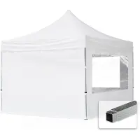TOOLPORT 3x3m Aluminium Faltpavillon, inkl. 4 Seitenteile, weiß