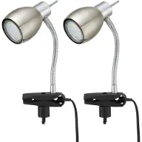Etc-shop 2er Set LED Tischleuchte, Klemme, Flexo, nickel matt, H 17,5cm