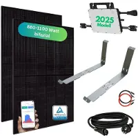 MyVoltaics Balkonkraftwerk MyCarport 880+ Watt mit Unterkonstruktion, bifazial, Hoymiles Wechselrichter WLAN 800 Watt, Steckerfertig - einstecken. fertig. - 15m